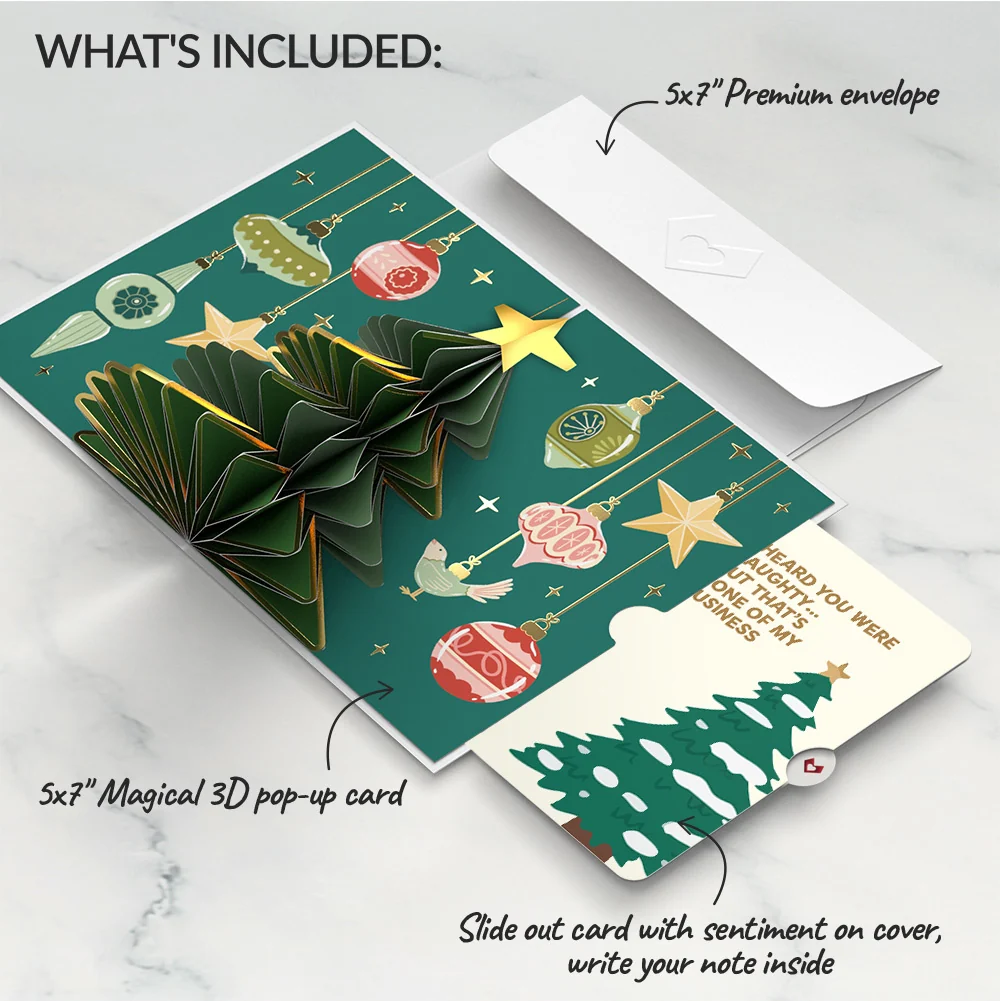 Lovepop Tis the Season Christmas Tree Pop-Up Card and Funny Sentiment Set Cream - Image 2