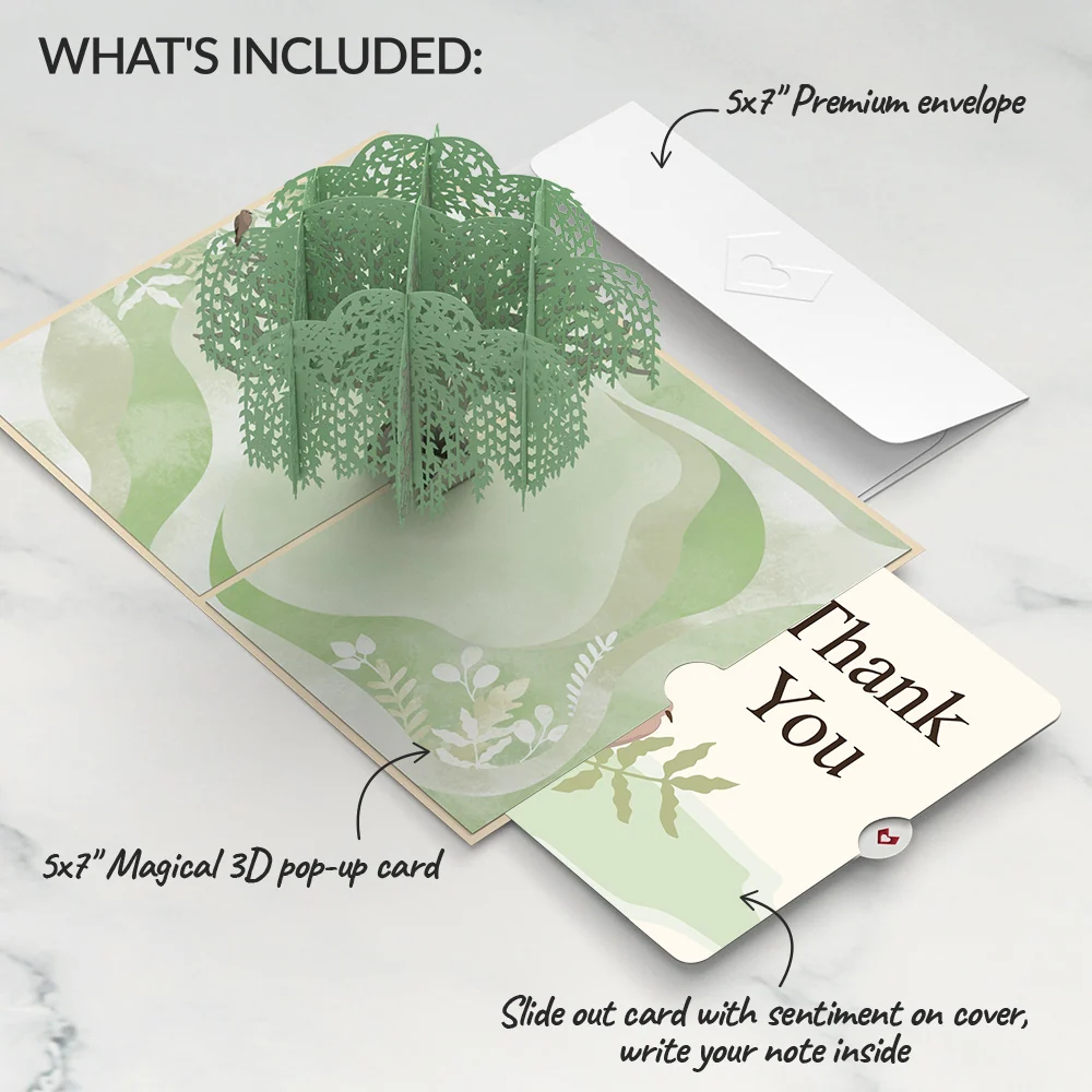 Lovepop Willow Tree Doves Thank You Pop-Up Card and Sentiment Set Cream - Image 2