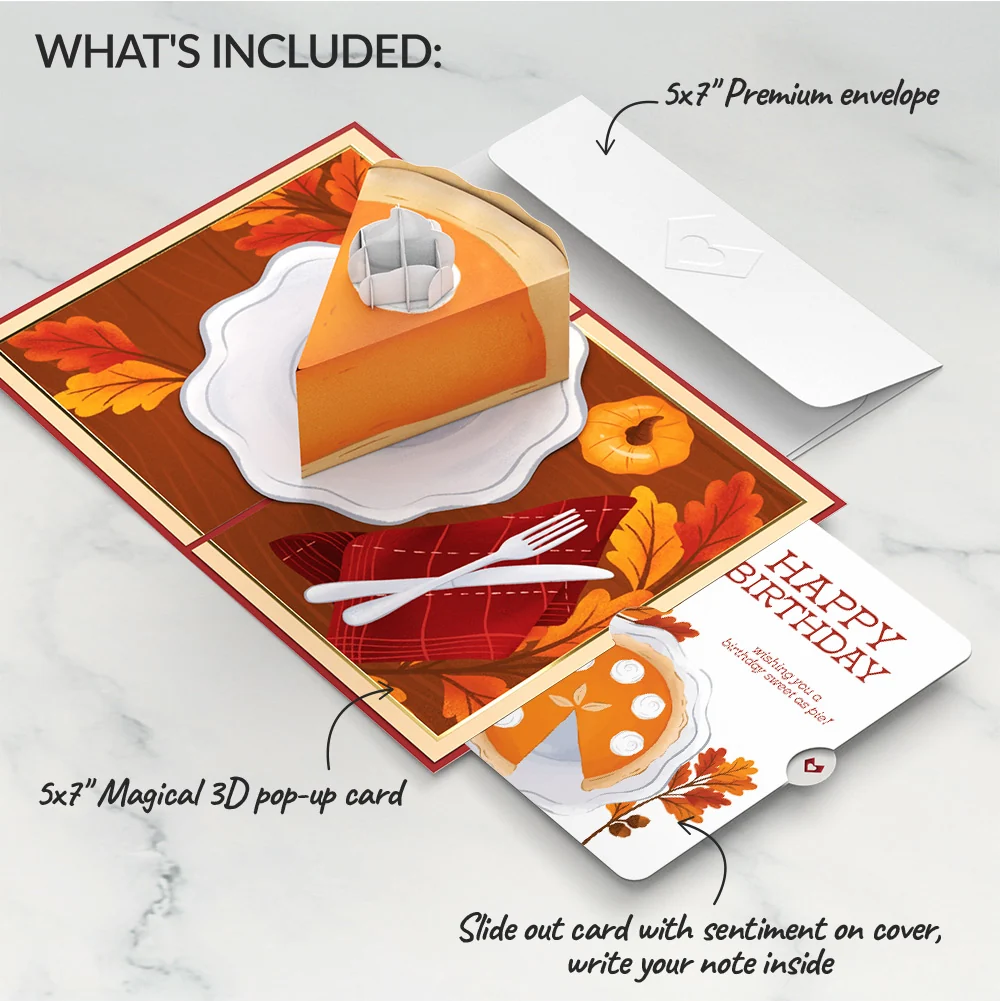 Lovepop Pumpkin Pie Birthday Pop-Up Card and Sentiment Set Cream - Image 2