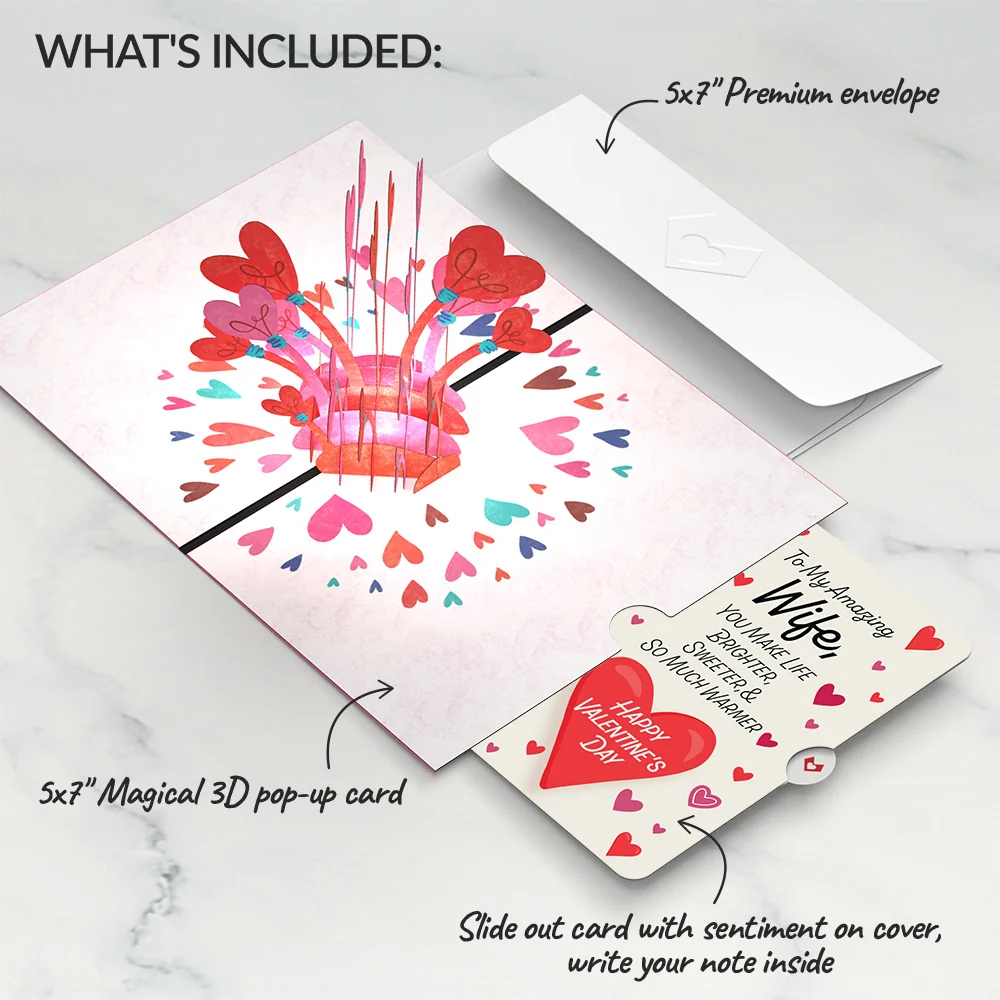 Lovepop You Light Up My Life Valentine Light-Up Pop-Up Card and Sentiment Set for Wife - Image 2