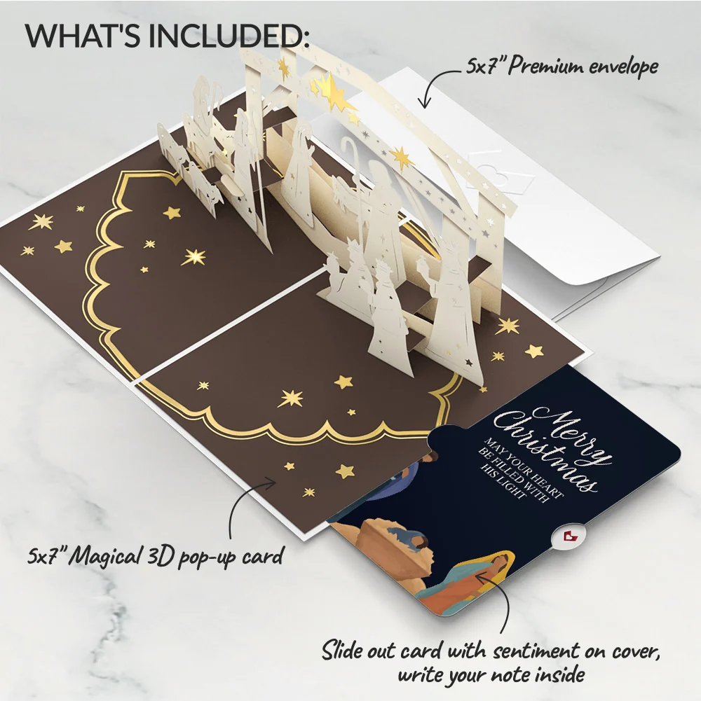 Lovepop Elegant Nativity Christmas Pop-Up Card and Sentiment Set - Image 2