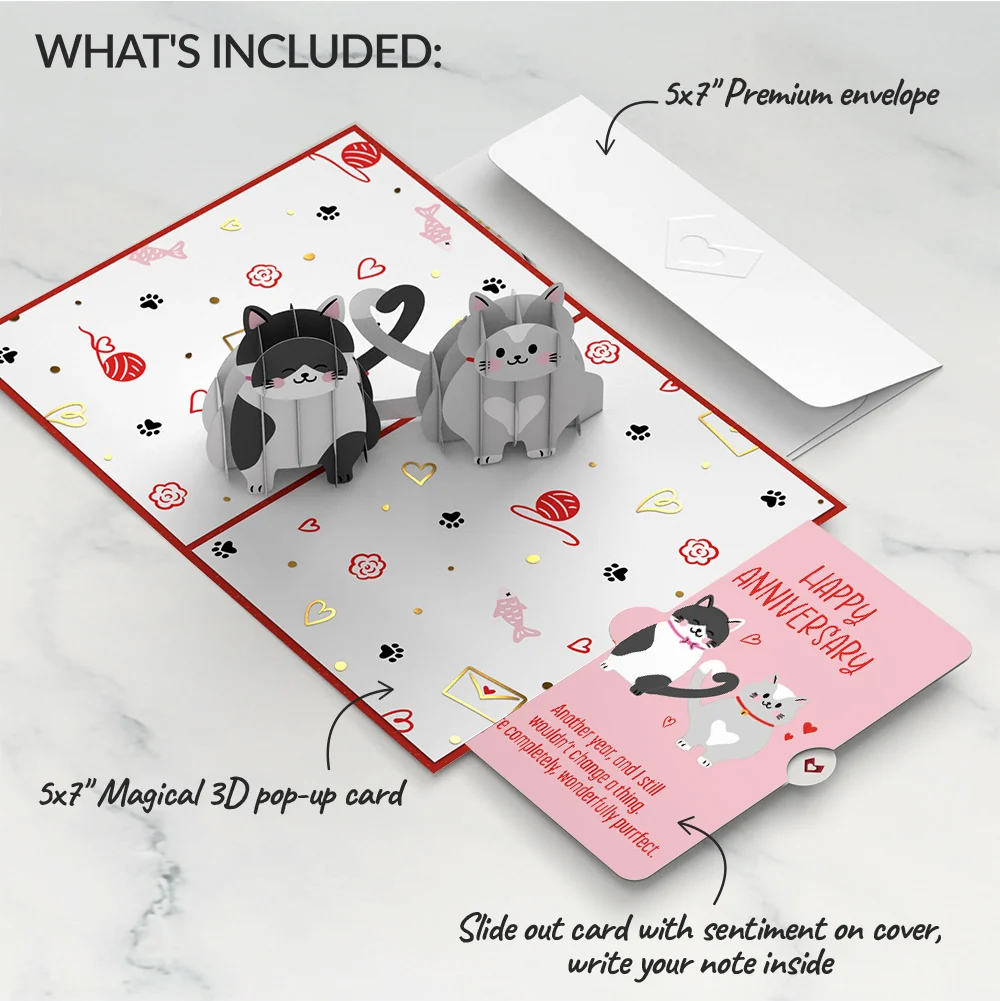 Lovepop Love Cats Anniversary Pop-Up Card and Sentiment Set - Image 2