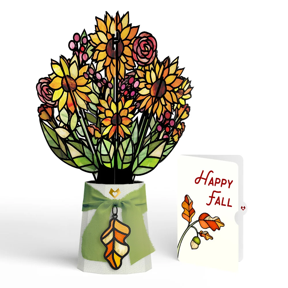 Lovepop Golden Hour Sunflower Fall Suncatcher Bouquet and Sentiment Set Glass