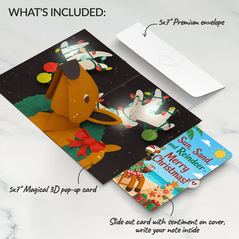 Lovepop All Is Bright Holiday Reindeer Christmas Light-Up Pop-Up Card and Sentiment Set Chair - Image 2