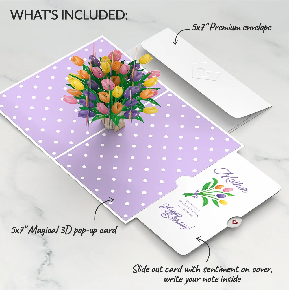 Lovepop Tulips Birthday Pop-Up Card and Spring Tulips Sentiment Set for Mother Vase - Image 2