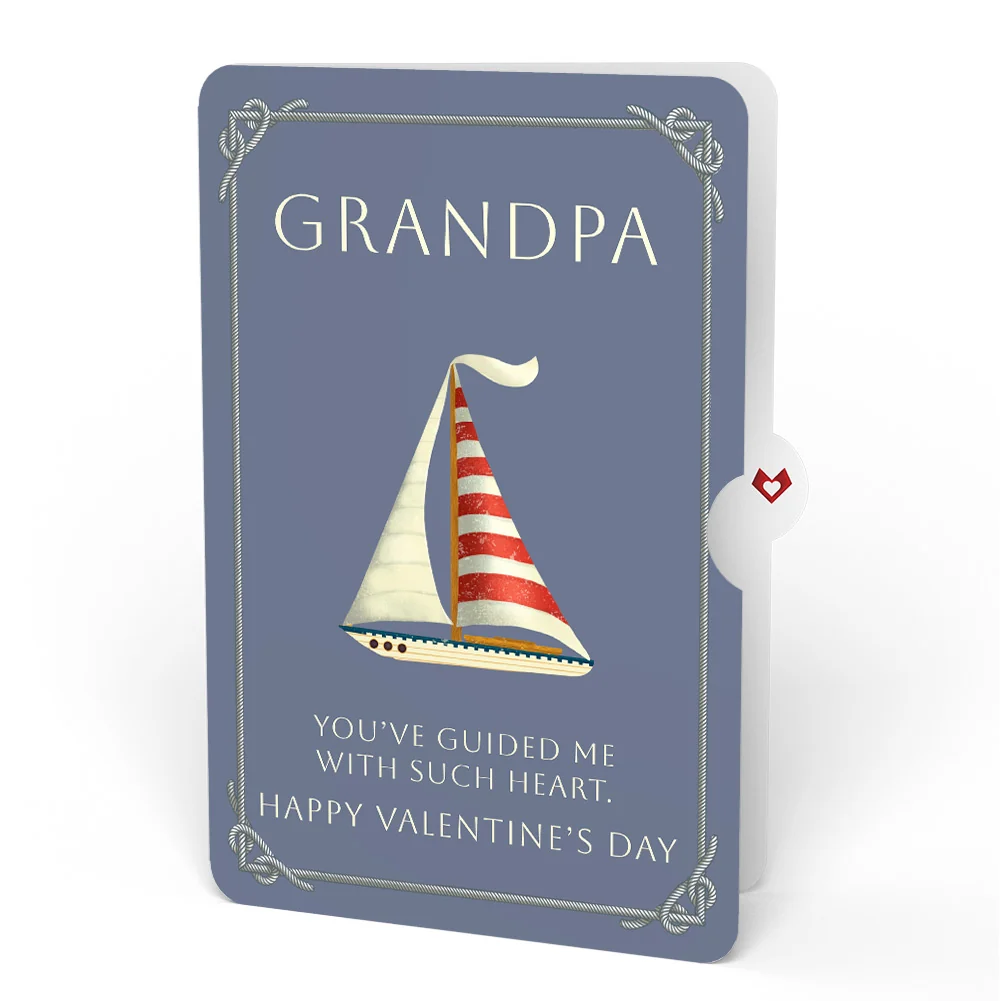 Lovepop Sailboat on the Horizon Valentine Pop-Up Card and Sentiment Set for Grandpa Cream - Image 4
