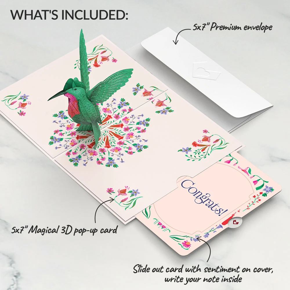 Lovepop Whimsical Hummingbird Congratulations Pop-Up Card and Sentiment Set - Image 2