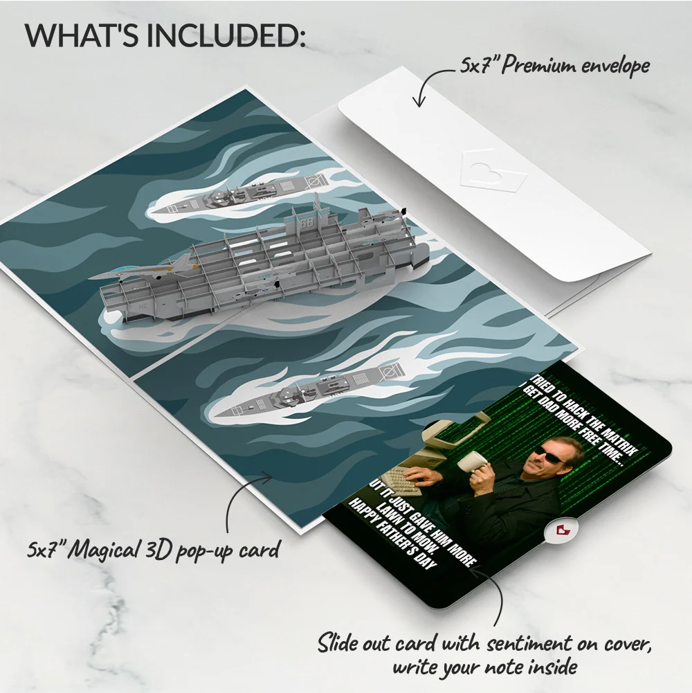 Lovepop U.S. Aircraft Carrier Father's Day Pop-Up Card and Matrix Hacker Sentiment Set - Image 2
