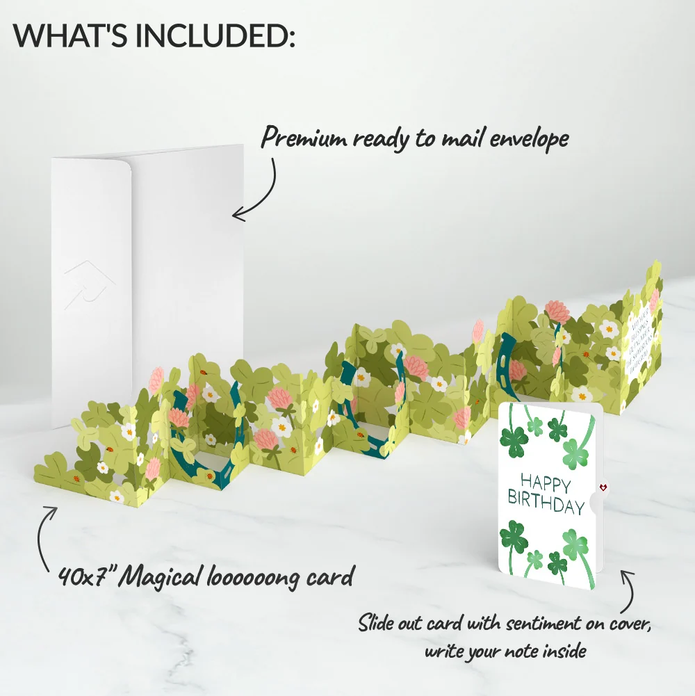 Lovepop Shamrock Blessings Birthday Loooooong Card (Expands to 2 feet) and Sentiment Set - Image 2
