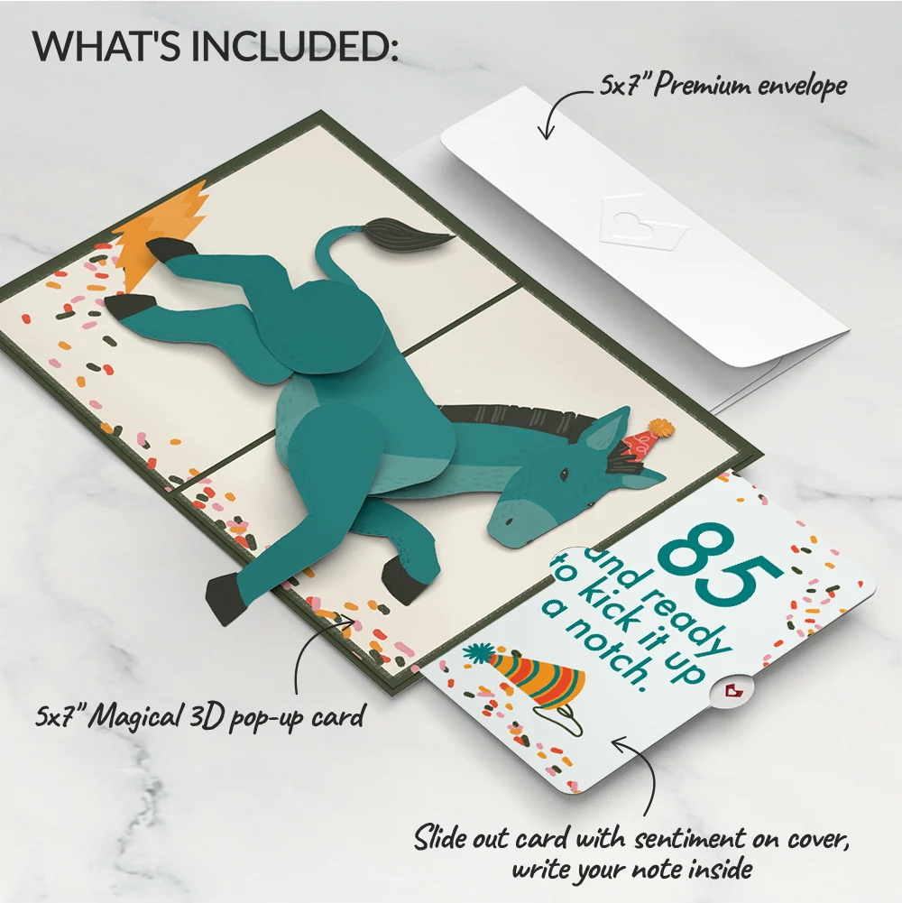 Lovepop Kick Ass Birthday Pop-Up Card and 85th Kick It Up Sentiment Set - Image 2