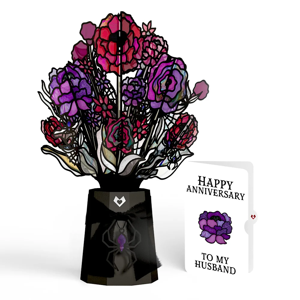 Lovepop Moonlit Amethyst Anniversary Suncatcher Bouquet and Sentiment Set for Husband Glass
