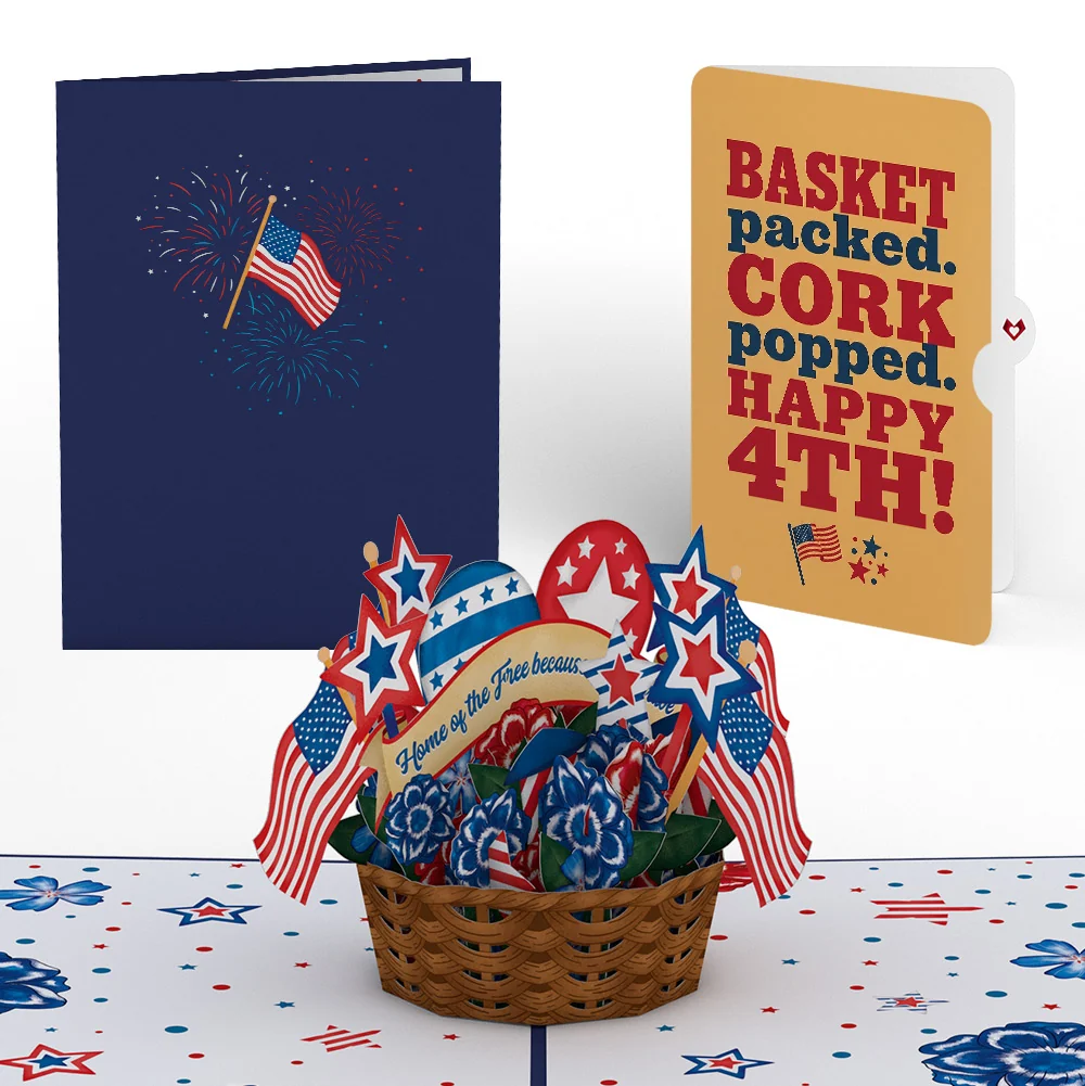 Lovepop Americana Basket 4th of July Pop-Up Card and Basket Cork Sentiment Set