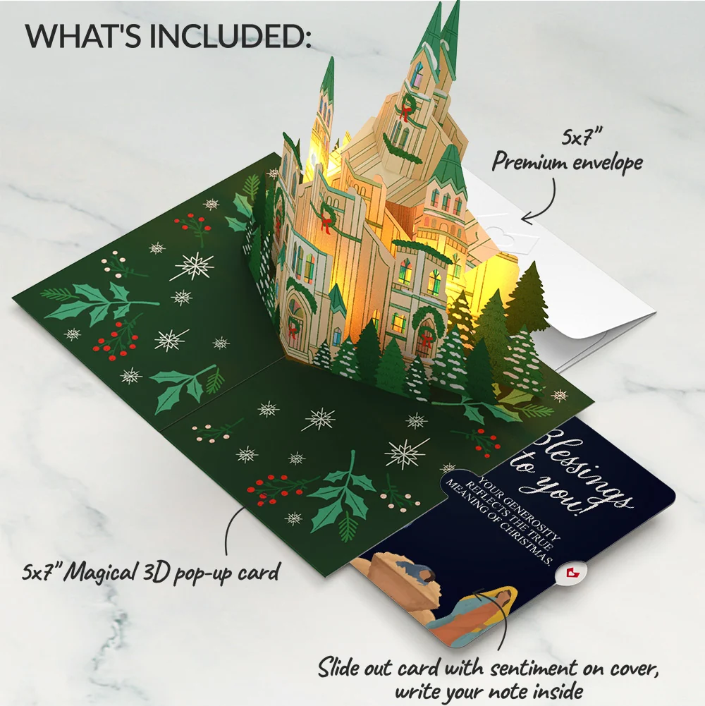 Lovepop Let Heaven & Nature Sing Christmas Music and Lights Pop-Up Card and Nativity Blessings Sentiment Set - Image 2