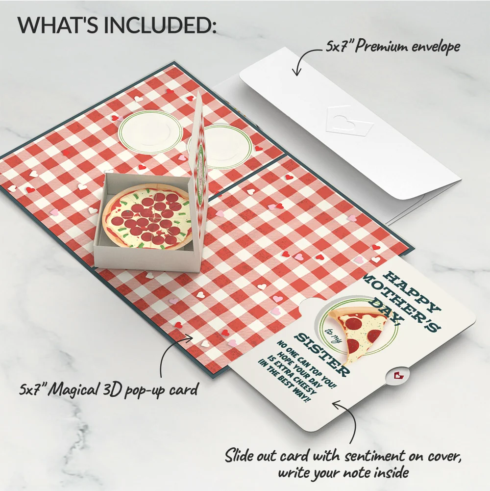 Lovepop Pizza Love Mother's Day Pop-Up Card and Sentiment Set for Sister - Image 2