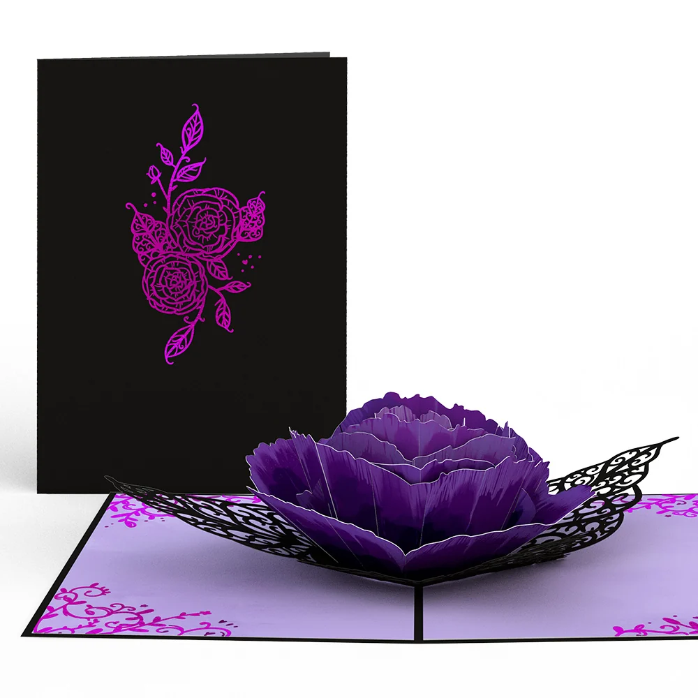 Lovepop Ornate Purple Rose Bloom Pop-Up Card