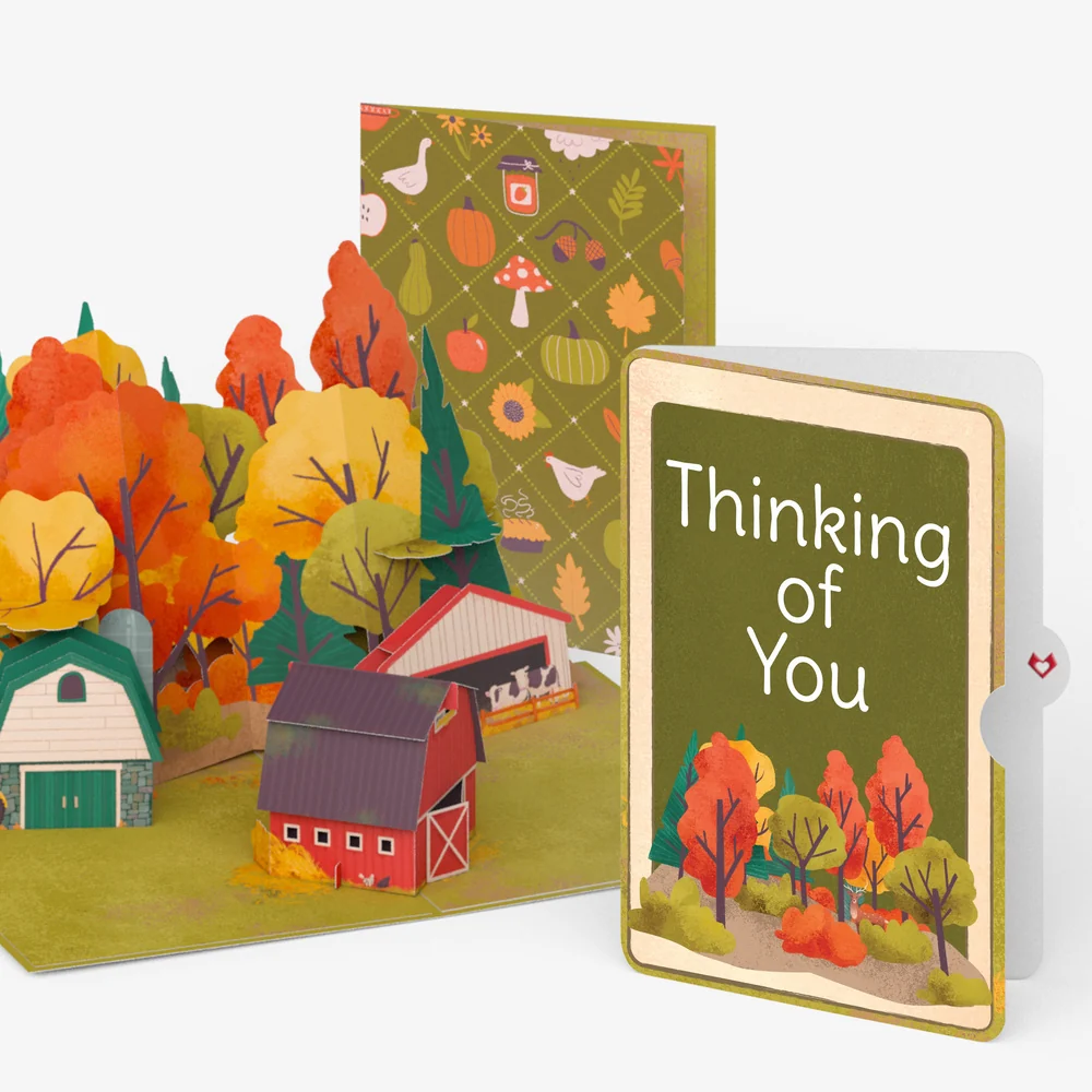 Lovepop Fall Rustic Farm Thinking of You Pop-Up Card and Sentiment Set Jar