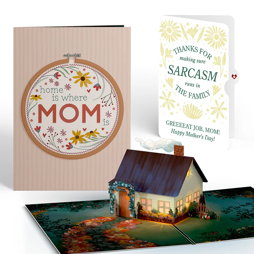 Lovepop Home Is Where Mom Is Mother’s Day Light-Up Pop-Up Card and Sunny Sarcasm Garden Sentiment Set for Mom