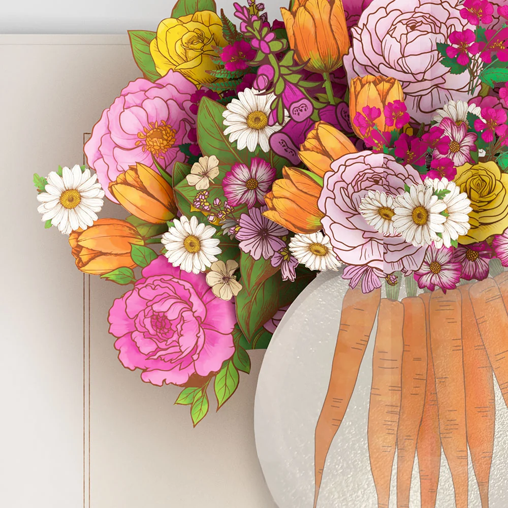 Lovepop Blooming Carrot Bouquet Thinking of You Pop-Up Card and Sentiment Set Cream - Image 3