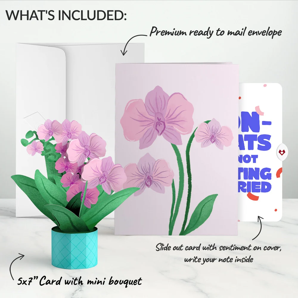 Lovepop Orchid Breakup Card with Mini Bouquet and Playful Confetti Sentiment Set Pot - Image 2
