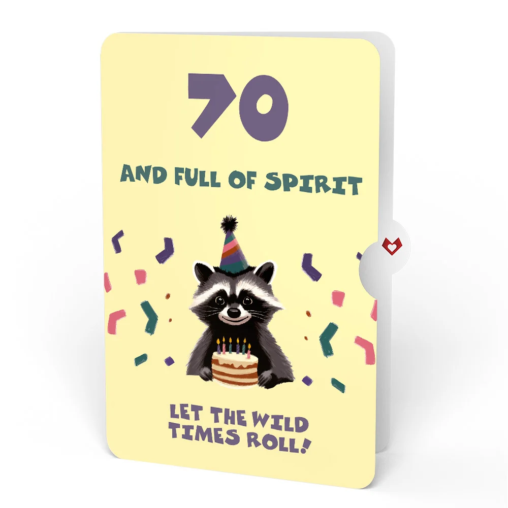 Lovepop Go Feral Raccoon 70th Birthday Pop-Up Card and Sentiment Set Candle - Image 4