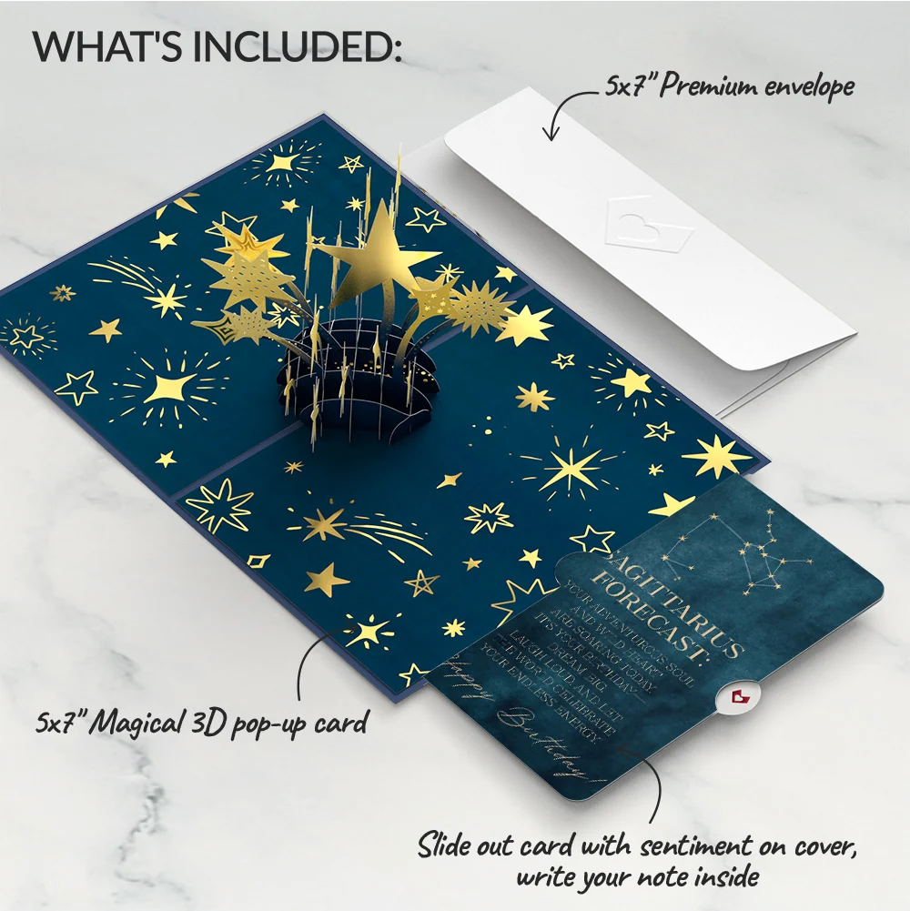 Lovepop You're a Star Birthday Pop-Up Card and Sagittarius Zodiac Sentiment Set - Image 2