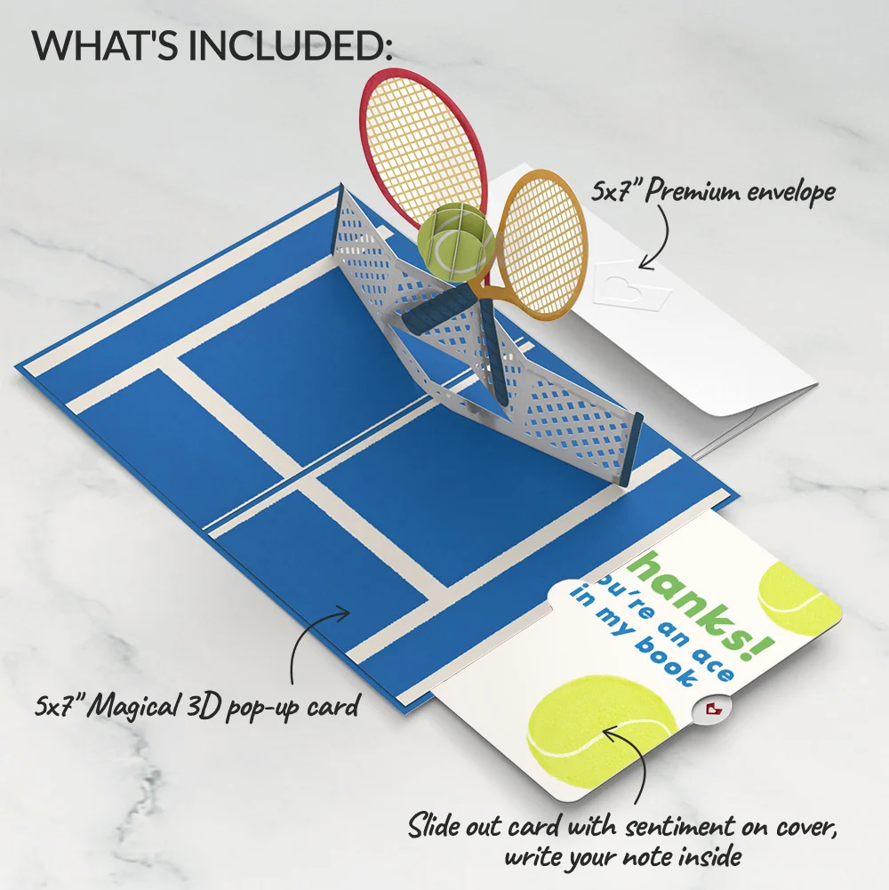 Lovepop On the Court Tennis Thank You Pop-Up Card and Sentiment Set - Image 2