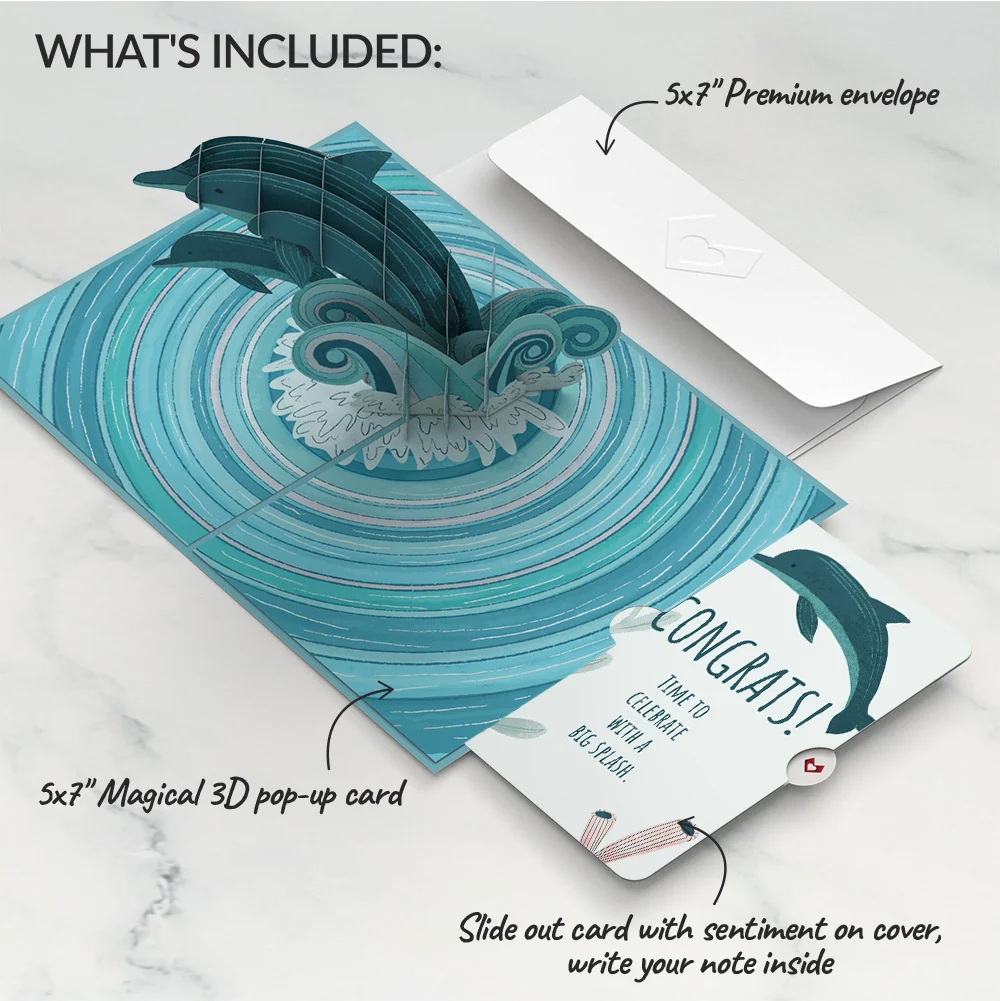 Lovepop Playful Dolphins Congratulations Pop-Up Card and Sentiment Set - Image 2