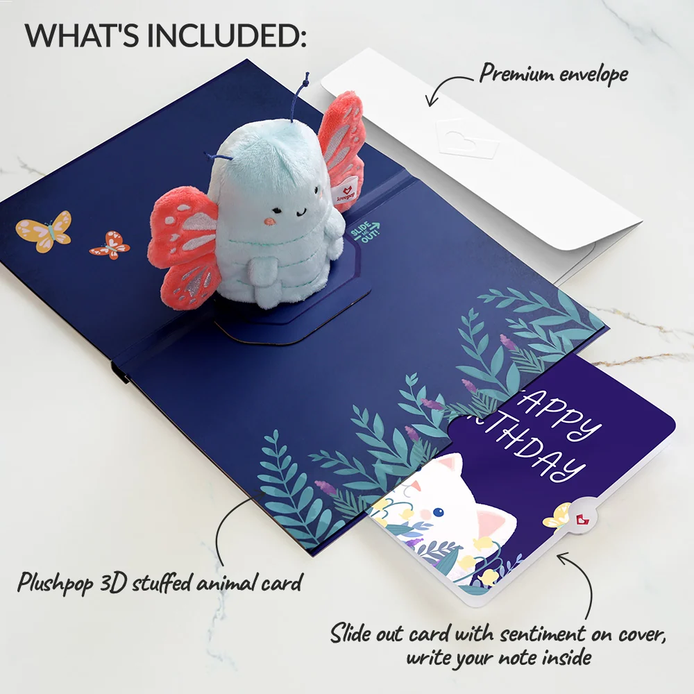 Lovepop 'Hi!' Butterfly Birthday Plushpop Card and Sentiment Set - Image 2