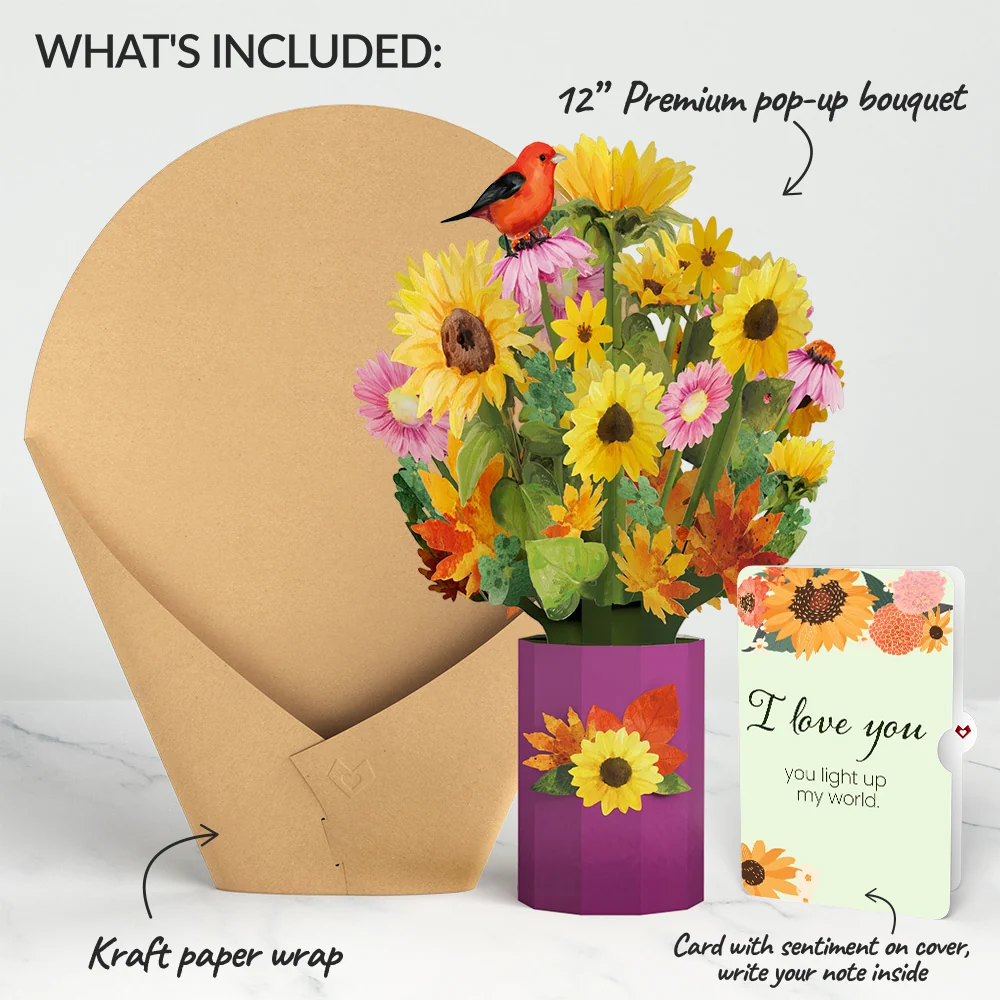 Lovepop Golden Sunflower Love Bouquet and Sentiment Set Vase - Image 2