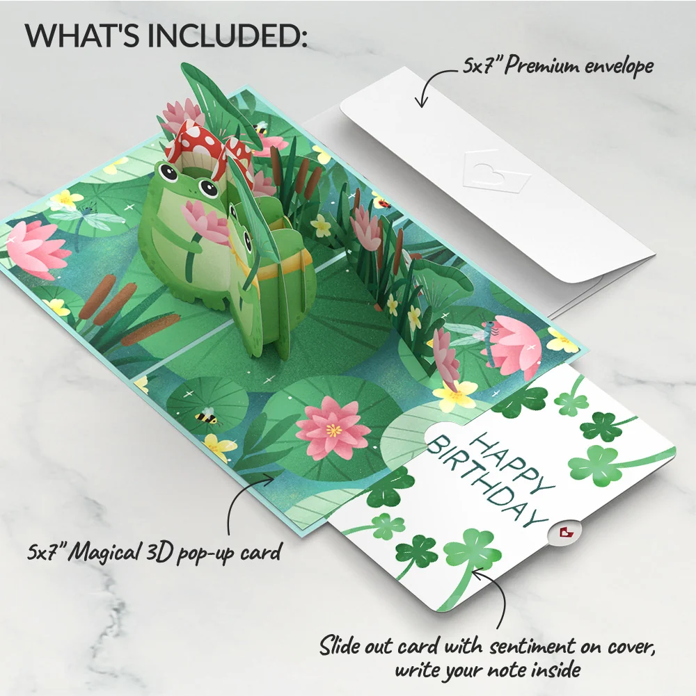 Lovepop Time Well Spent Frogs Birthday Pop-Up Card and Sentiment Set - Image 2
