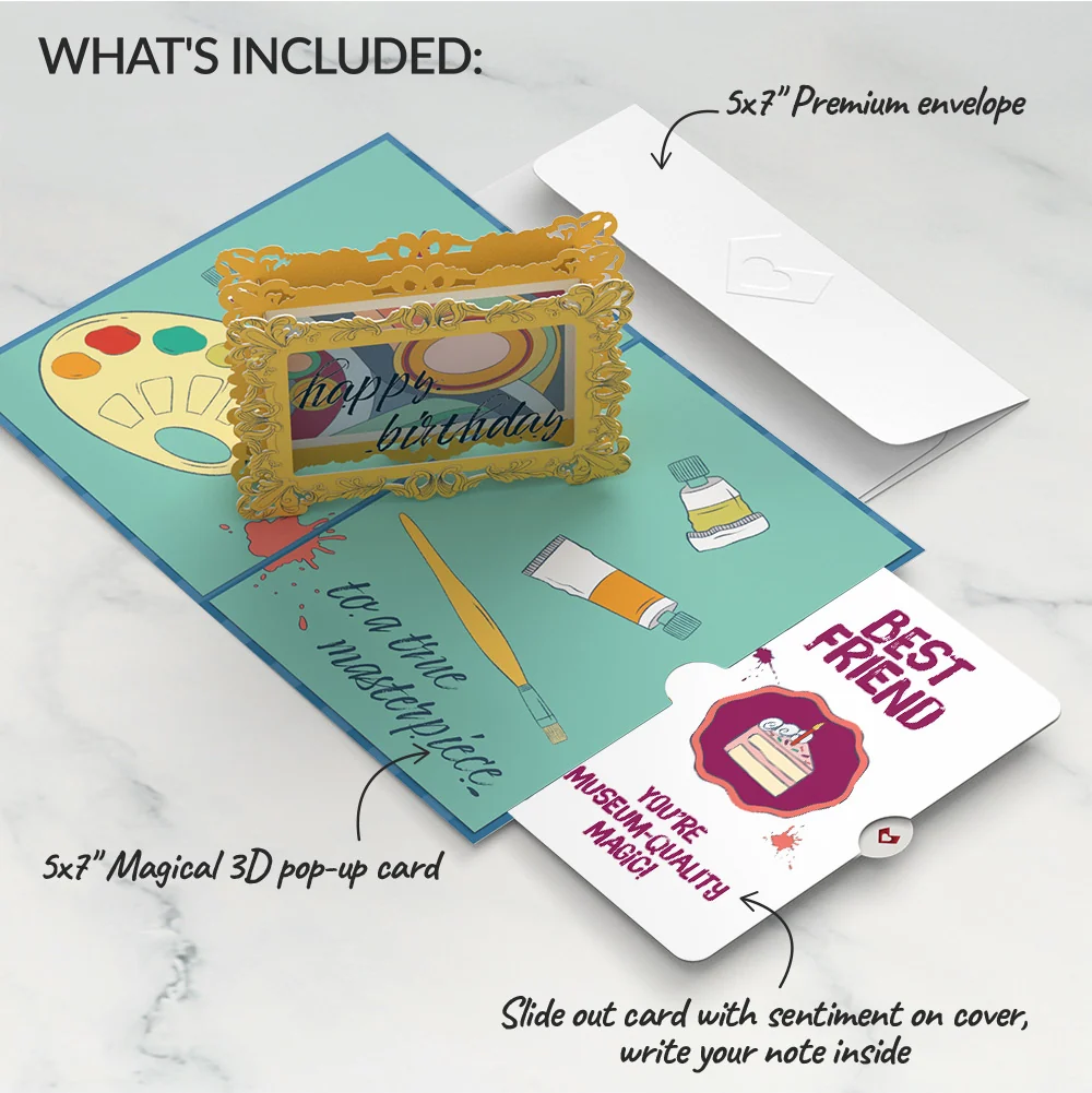 Lovepop Happy Birthday to a True Masterpiece Pop-Up Card and Sentiment Set for Bestie - Image 2