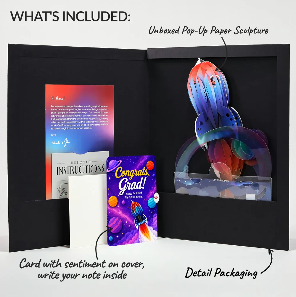 Lovepop Rocket Ship Graduations Unboxed Pop-Up Paper Sculpture and Sentiment Set - Image 2