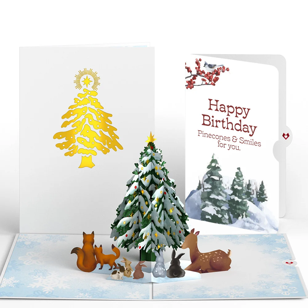 Lovepop Woodland White Christmas Birthday Pop-Up Card and Sentiment Set