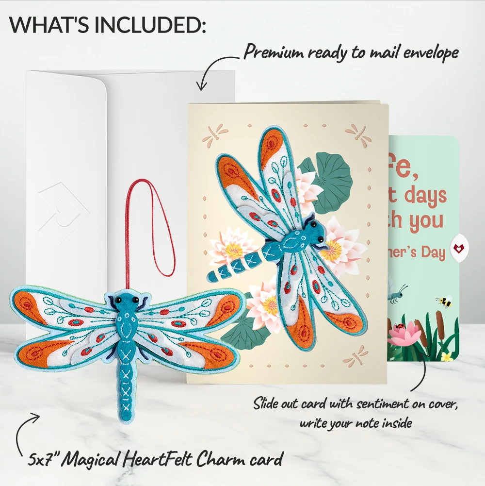 Lovepop Peaceful Dragonfly Mother’s Day HeartFelt Charm Card and Sentiment Set for Wife - Image 2