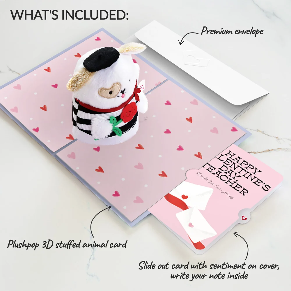 Lovepop French Love Dog Valentine Plushpop Card and Sentiment Set for Teacher - Image 2