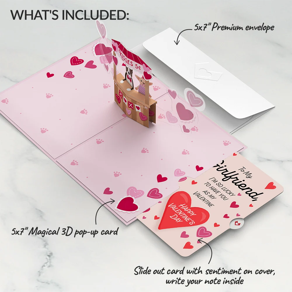 Lovepop Love You Furever Dog Kisses Valentine Pop-Up Card and Sentiment Set for Girlfriend - Image 2