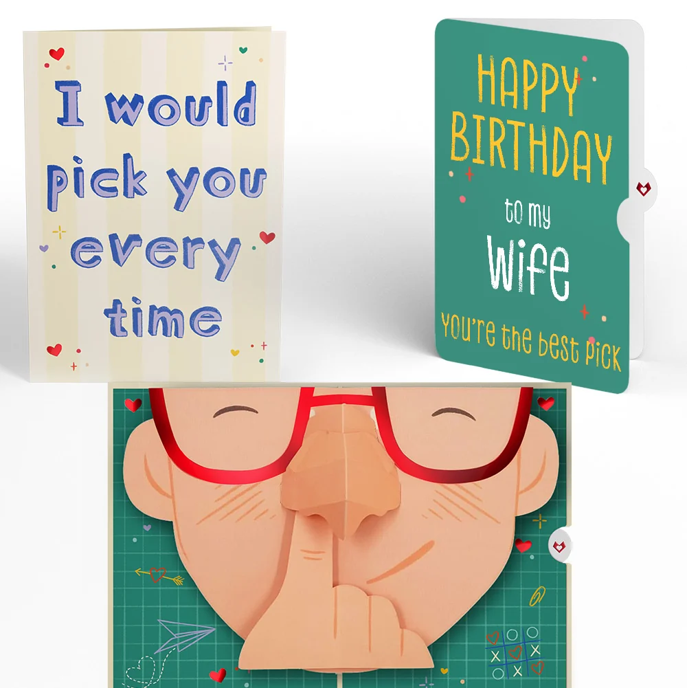 Lovepop Pick You Every Time Birthday Pop-Up Card and Sentiment Set for Wife Glass