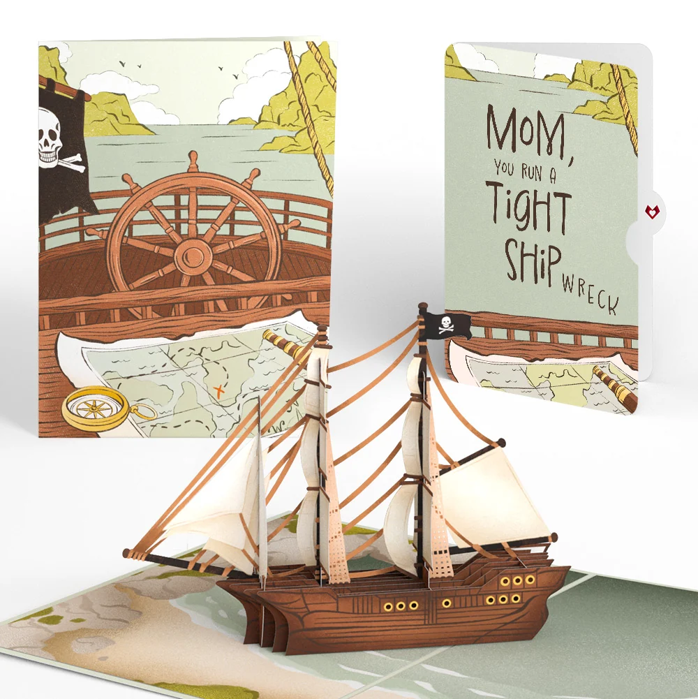 Lovepop Pirate Ship Pop-Up Card and Sentiment Set for Mom Cream