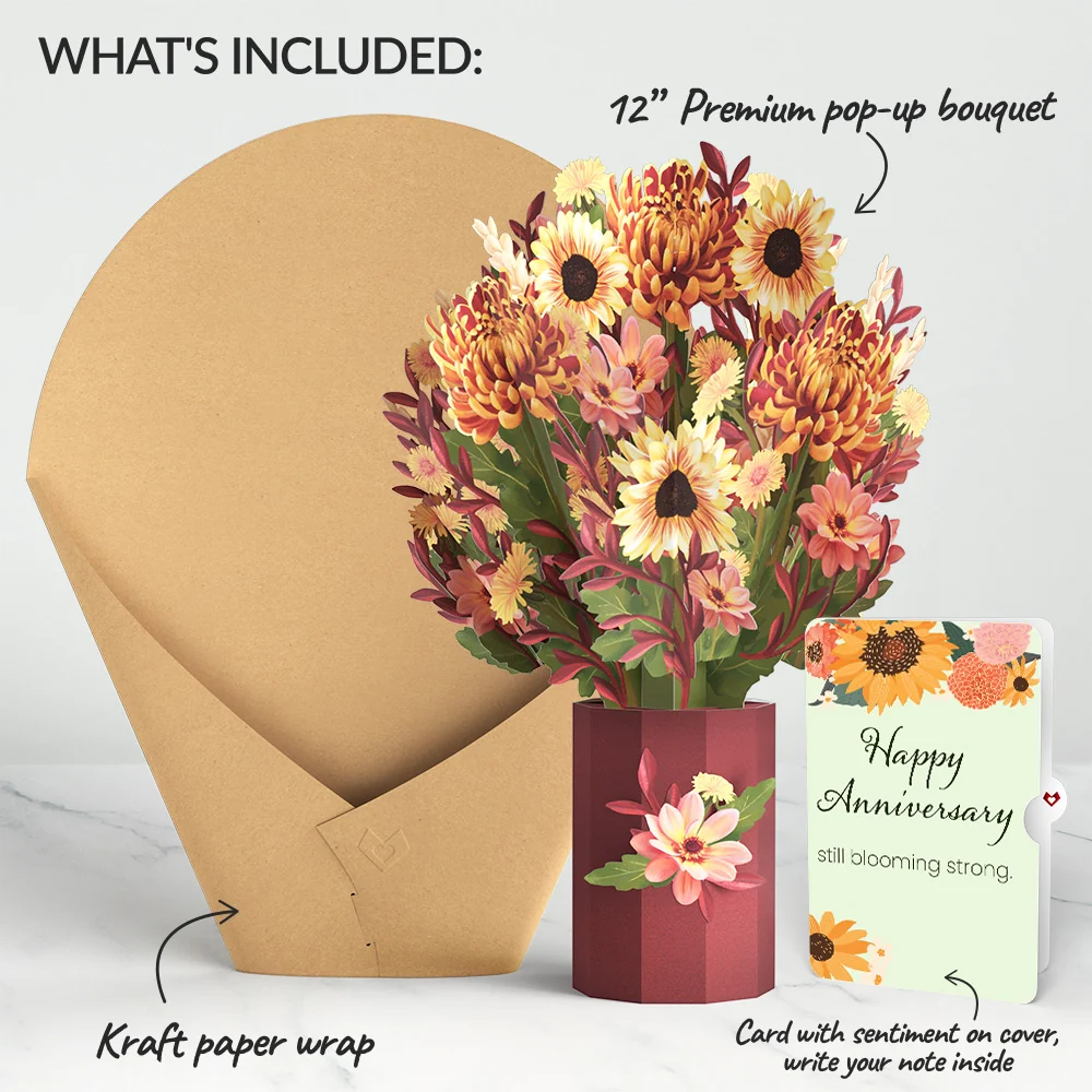 Lovepop Fall Sunshine Anniversary Bouquet and Sentiment Set Vase - Image 2