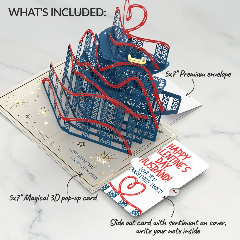 Lovepop Love Rollercoaster Pop-Up Card and Valentine Sentiment Set for Husband - Image 2