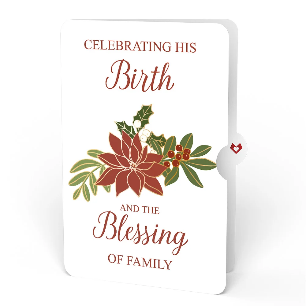 Lovepop Christmas Poinsettia Bloom Pop-Up Card and Blessing Sentiment Set Cream - Image 4