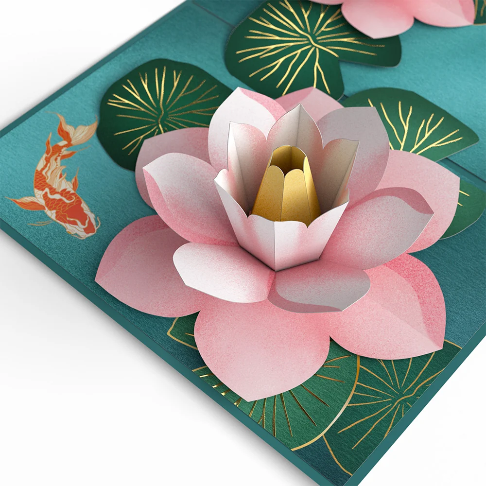 Lovepop Koi Fish and Lotus Pond Mother's Day Pop-Up Card and Sentiment Set - Image 3
