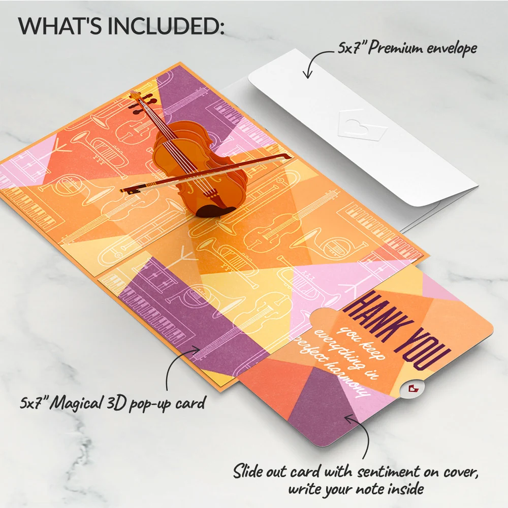Lovepop Violin Thank You Pop-Up Card and Sentiment Set - Image 2