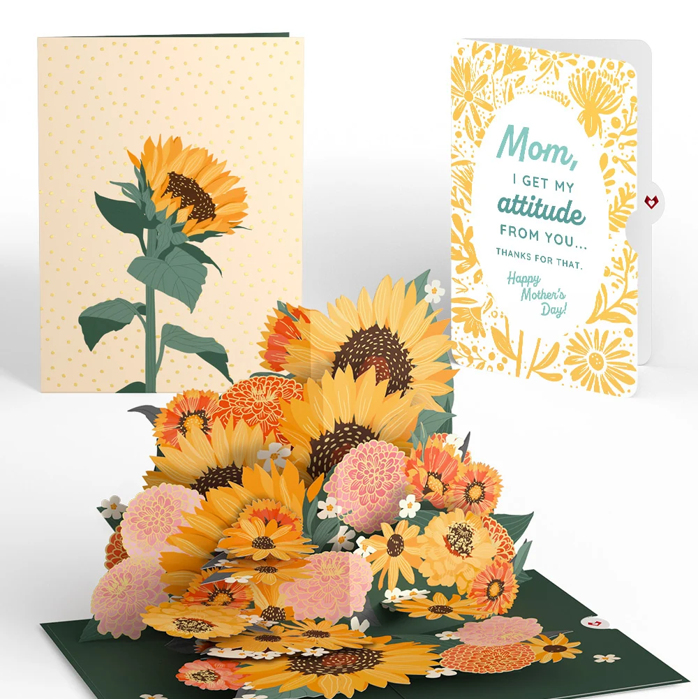 Lovepop Radiant Sunflowers Mother’s Day Pop-Up Card and Sentiment Set for Mom Cream
