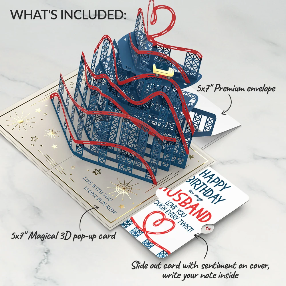 Lovepop Love Rollercoaster Birthday Pop-Up Card and Sentiment Set for Husband - Image 2