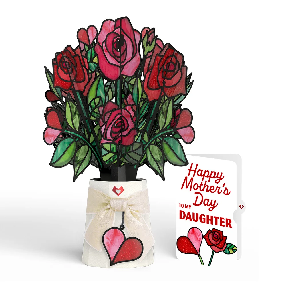 Lovepop Radiant Rose Mother’s Day Suncatcher Bouquet and Sentiment Set for Daughter Glass
