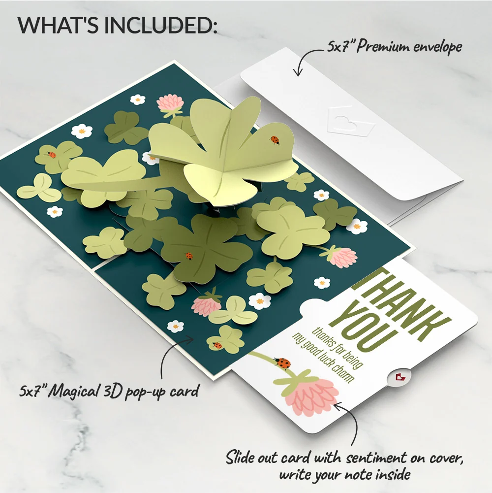 Lovepop Shamrock Fields Thank You Pop-Up Card and Sentiment Set Cream - Image 2