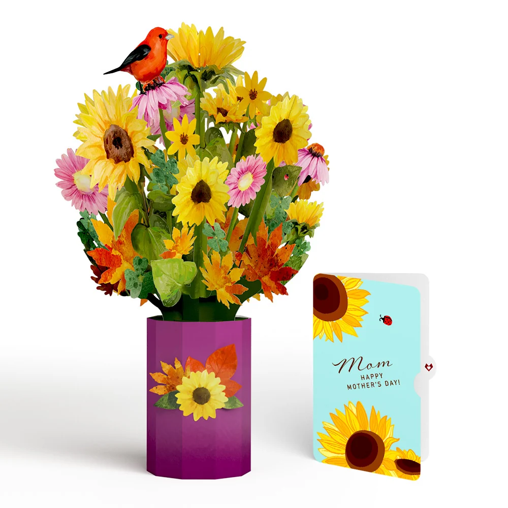 Lovepop Golden Sunflower Mother’s Day Bouquet and Sentiment Set for Mom Vase