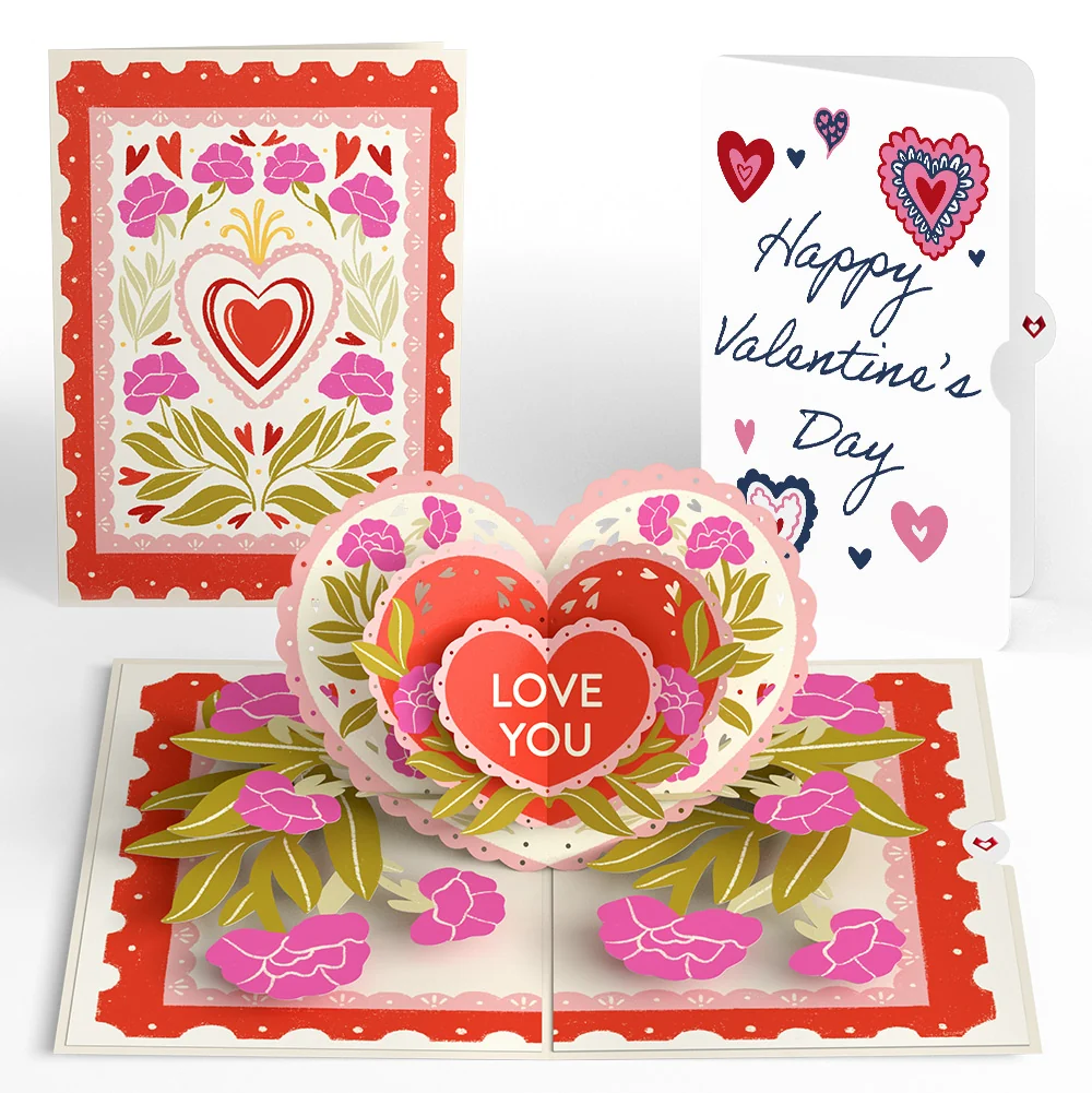 Lovepop Vintage Floral Love You Heart Valentine Pop-Up Card and Sentiment Set