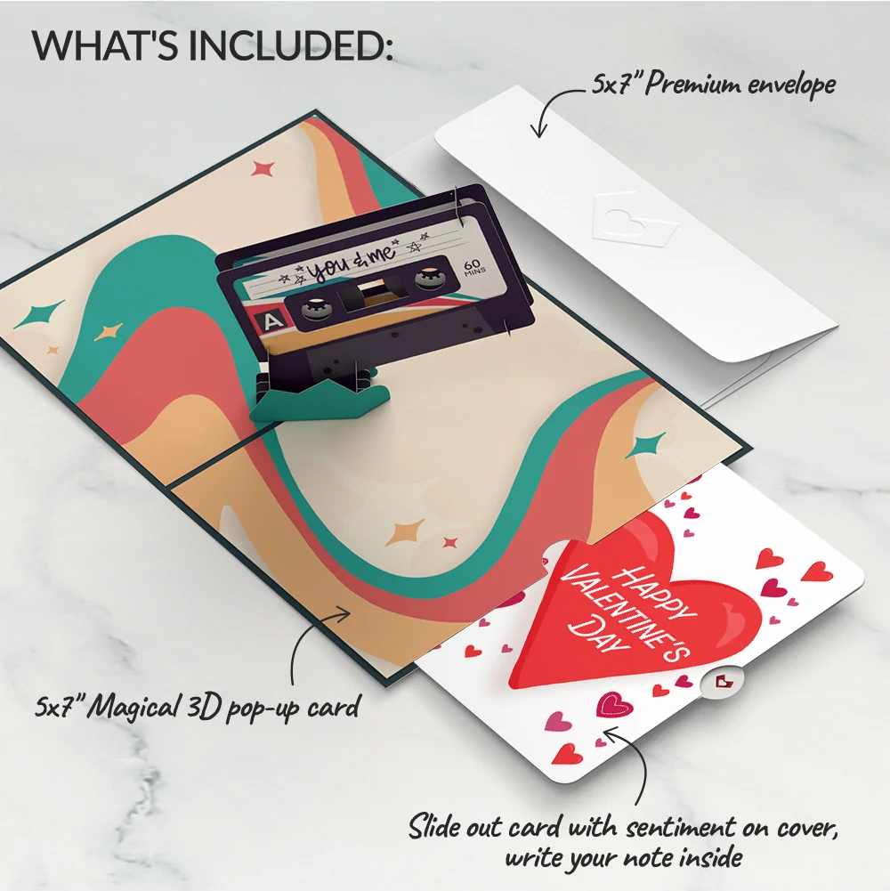 Lovepop The Perfect Mixtape Valentine Pop-Up Card and Big Sweet Heart Sentiment Set - Image 2